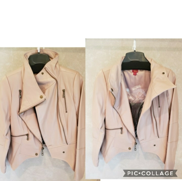 Nwt! G.i.l.i. blush pink peplum leather jacket 2 - Picture 1 of 16